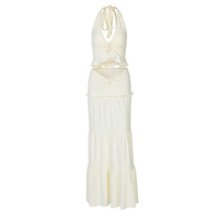 Conjuntos de Dos Piezas en Stock: Top Halter sin Mangas con Volantes y Vestido Cruzado, Conjuntos Coordinados de Moda, Ropa Coquette para Mujer