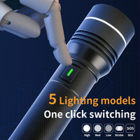 Lampe de poche tactique Super Bright Type-C lampes de poche rechargeables 1000 Lumens torche LED d'urgence étanche 5 Modes d'éclairage