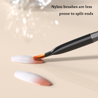 Nouvelle brosse à ongles en gel à poils doux avec manche en acrylique dégradé tricolore, design corps gemme, logo personnalisé, pour la peinture d'art sur ongles