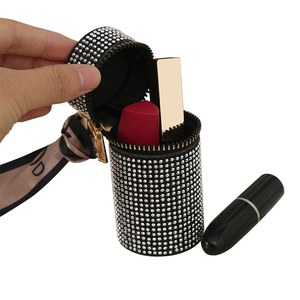 Sang trọng kim cương Son môi đồng xu Ví Keychain dây kéo thời trang PU trường hợp lưu trữ túi - Product Image 3