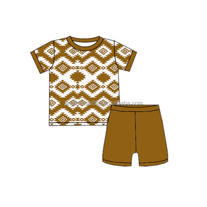 Conjuntos de Ropa de Verano para Bebés y Niños Pequeños con Estampado Azteca, Camisetas de Manga Corta y Pantalones Cortos, Conjuntos de 2 Piezas - Product Image 5