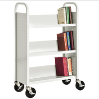 Équipement de bibliothèque Chariot de rangement de bibliothèque à 3 niveaux Étagère à livres mobile de bureau