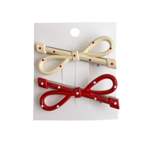 Autumn/Winter Angolan Red <b>Bow</b> Hair <b>Clip</b> Set: Simple Side Hair <b>Clip</b> for Bangs, Sweet and Girlish, Versatile - Product Image 5