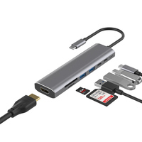 Nueva Estación de Acoplamiento Multipuerto Tipo-C con USB 3.0, Lector de Tarjetas TF/SD, Hub USB C 7 en 1 para Laptop