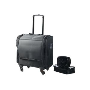 Valise de maquillage Qihui, grande capacité, tissu Oxford, fermeture éclair, noire, organiseur de cosmétiques professionnel avec extension - Product Image 3
