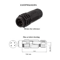 Connecteur étanche IP67 5/8 E10 2 3 4 5 6 7 8 10 12 B2 B3 B4, fiche mâle droite installable sur site