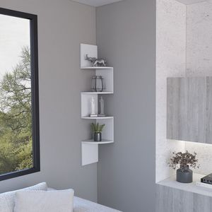 Étagères murales blanches Db Crestone 33x15x85cm, étagère de rangement minimaliste à trois niveaux pour salon, type mural durable - Product Image 5