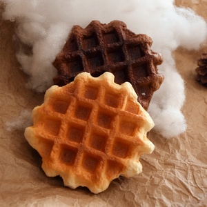 Artificial Simulation Brunch Faux Belgian Waffle Breakfast Cafe Model Dessert Cream Display Diy Chocolate Props Window PU Soft - Product Image 2
