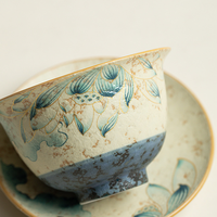 Sancai Gaiwan chinois traditionnel 120ml, bol à thé en céramique à motif de lotus, fait main, cadeau, vaisselle à thé Gongfu pour les amateurs de thé
