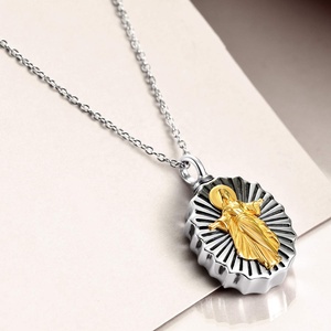 Isunni joyería de la cremación s925 de plata esterlina Virgen María colgante urna regalo cenizas <span class=keywords><strong>pelo</strong></span> Memorial collar medallón - Product Image 4