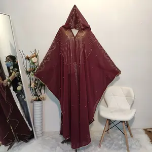 Hochwertiger Strass mit Hut Muslim Islamische Kleidung Frauen Maxi Langes Kleid Dubai Abaya