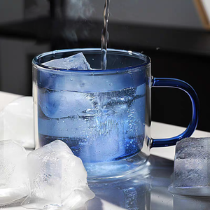 Tasses à café et à thé en verre borosilicate à double paroi résistantes à la chaleur, personnalisées en gros, avec poignée, en verre coloré - Product Image 5