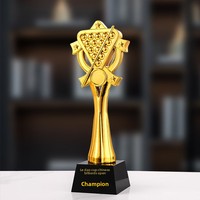 [Envío Hoy] Trofeo de Cristal Personalizado para Torneos de Billar de Ocho Bolas y Nueve Bolas, Pequeña Estatua Dorada