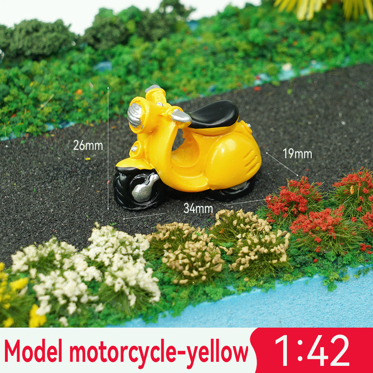 Motocicleta amarilla a escala 1:42