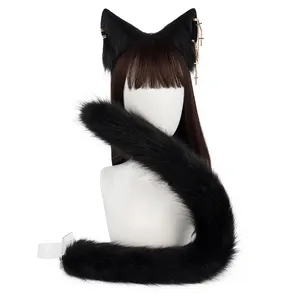 New Style high quality Cat headband Ears Cosplay Costume Anime Accessories black cat ears and tail cosplay