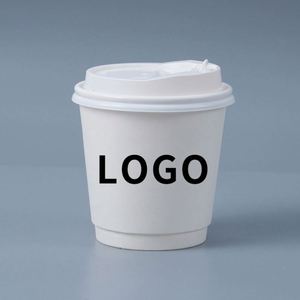 Vasos de Papel Desechables de Doble Pared Blancos Ecológicos con Logotipo Personalizado para Bebidas Frías y Calientes con Tapas para Llevar - Product Image 1