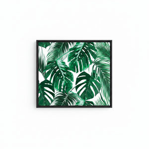 Elegant Tropical Palm Leaf Printed Canvas: Vibrant Large Floral Decor,<b>BLACK</b> <b>FRAMED</b> CANVAS - Product Image 2