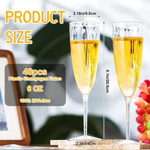 Lot <span class=keywords><strong>de</strong></span> 16 flûtes à <span class=keywords><strong>champagne</strong></span> en plastique transparent <span class=keywords><strong>de</strong></span> 6 oz, jetables, rigides, design monobloc, vente en gros - Product Image 2