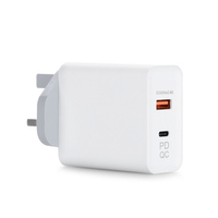 Chargeur mural 45W double port USB-C et USB-A PD3.0 QC3.0 à charge rapide 45 Watts pour téléphones Apple iPhone Samsung (vente en gros)
