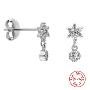 ROXI - Pendientes de Plata de Ley S925 con Forma de Copo de Nieve Geométrico y Diamantes, Elegantes y Sencillos - Product Image 2
