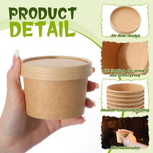 Vasos <span class=keywords><strong>de</strong></span> Papel Kraft Ecológicos para Sopa, Grado Alimenticio, <span class=keywords><strong>Caja</strong></span> para Llevar con Tapa, Impresión Personalizada, Contenedores Desechables para Almacenamiento <span class=keywords><strong>de</strong></span> Alimentos - Product Image 4