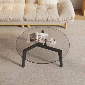 NKAHS Modern Light Luxury Small Round Coffee <b>Table</b> Tempered Glass Side <b>Table</b> Minimalist Transparent Designer - Product Image 2