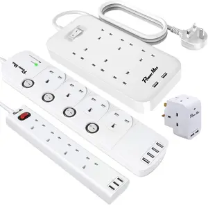 Offre Spéciale Royaume-Uni 4 Socket Extension Prise 4 Gang Royaume-Uni Rallonge Avec 2M BS CÂBLE 13A Plug Fused 4 façon Parasurtenseur