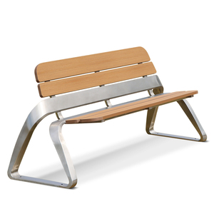 Banco <span class=keywords><strong>Parck</strong></span> Con Marco De Acero Inoxidable 201 o 304 Y Asiento De Madera De Plástico Y Respaldo - Product Image 1