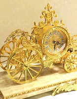 Horloge de Table en forme d'éléphant doré, de Style médiéval Antique, Base en marbre, bureau doré Antique