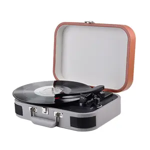 Plateau tournant en vinyle rétro LP, valise, cassette, enregistreur, lecteur portable, poignée, plateau tournant