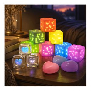 High Quality LED Cube Heart Squeeze Toy Flashing <b>Squishy</b> Ball Stress Relief Fidget Sensory Gift Wholesale Stock - Product Image 1