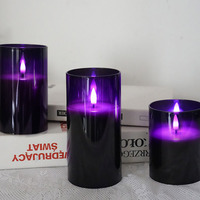 Bougies LED sans flamme à piles, couleur violette, avec télécommande et minuterie, pour la décoration de la maison et Halloween