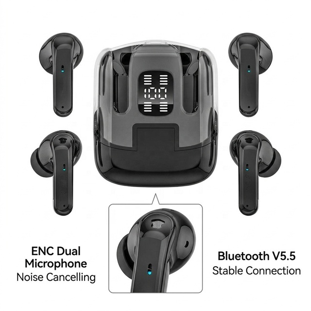 Dual Pairs TWS EarbudsBT V5.5 Wireless Headphones with 700mAh Charging Case ANC ENC Noise Cancelling for 2 People Gaming