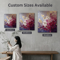 Peinture à l'huile peinte à la main, abstraite violette, à la spatule, sur toile, art mural, pour hôtel, vente en gros, galerie, taille personnalisable