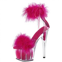 Sandales de pole dance sexy transparentes à plateforme en cristal de 14 cm, légères, à bride cheville, bout ouvert, pour femmes