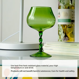 Verres à vin en cristal, ensemble de verres à vin rouge, gobelets de luxe européens, gobelets en spirale vert - Product Image 5