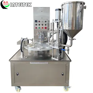 Chunlai KIS-900 Automatic Rotary Type Set Yoghurt Strained Yoghourt Thick Greek Yogurt Cup Filling Sealing Machine