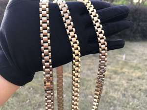 Kalung Rantai Kuba Desain Klasik Berlapis Emas Stainless Steel untuk Wanita Pria Perhiasan Rantai Nugget Rollie - Product Image 4