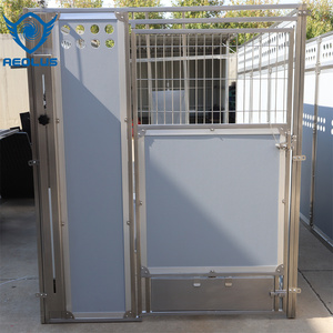 Caseta de perro de hierro 3D de patrón sólido, caseta de perro grande con cierre de botón a presión y palé de bandeja de plástico que incluye cuencos de comida - Product Image 6