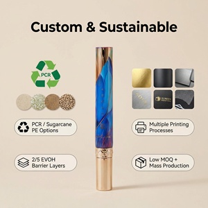 Tubo Cosmético Azul de Lujo Personalizado con Cabezal de Masaje de Aleación de Zinc para Crema de Ojos y Sérum, Envase Ecológico para el Cuidado de la Piel - Product Image 4