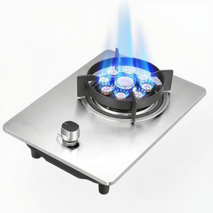 Cuisinière à <span class=keywords><strong>Gaz</strong></span> Encastrable 1 Brûleur, Panneau en Acier Inoxydable, Allumage Électronique, Protection Flamme, Plaques de Cuisson Professionnelles - Product Image 1