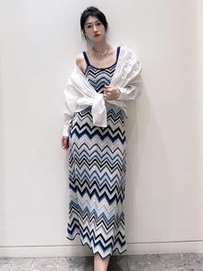 Robe Cami Longue Élégante pour Femme, Respirante, en Coton Tricoté, Col Bandeau, Style Hip-Hop, Sans Manches, Coupe Ajustée, 220g - Idéale pour l'Été (ODM) - Product Image 3