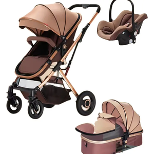 Vente à chaud Poussette pour bébé 3 en 1 pliable et facile avec siège auto Prix bon marché Landau avec panier de couchage pour nouveau-né - Product Image 1