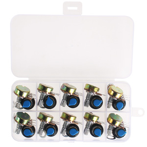 Kit de Potenciómetros OKY0107-A WH148, 9 Valores de B1K a 1M, 15 mm, Cónicos, 3 Pines con Tapas de Control - Product Image 1