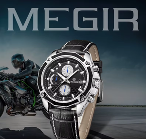 นาฬิกาควอตซ์ MEGIR 2015G สำหรับผู้ชาย ตัวเรือนโลหะผสม หน้าปัดกระจก แสดงผลแบบเข็ม  แฟชั่น  โครโนกราฟ  กันน้ำ - Product Image 6