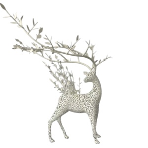 Sculpture artistique en acier inoxydable ajourée en forme de <span class=keywords><strong>cerf</strong></span> avec motif floral pour <span class=keywords><strong>la</strong></span> décoration intérieure contemporaine - Product Image 1