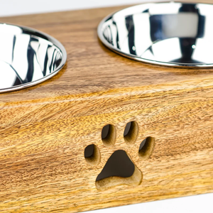 Handcrafted Natural Wood Modern Engraved Design Movable & Disassembled Pet Food <b>Bowl</b> Dog & Cat Lover Gift - Product Image 5