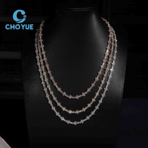 Collar de cadena de tenis de moissanita con cruz de 3 mm, de plata de ley 925, estilo hip hop, que pasa la prueba del diamante - Product Image 3