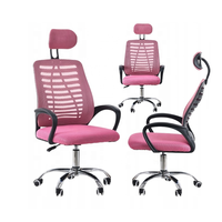 Chaise de bureau en tissu maillé à hauteur réglable, avec base pivotante à cinq branches chromée, directement de l'usine