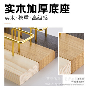 Wooden Toothpick And Napkin Holder Solid Wood With Gold Metal <b>Stand</b> For Living Room Dining Room Cafe - Product Image 5